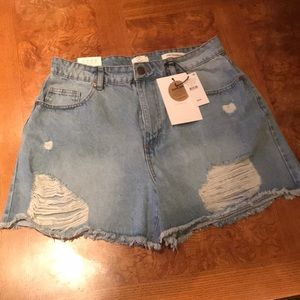 Cotton On high waisted distressed shorts